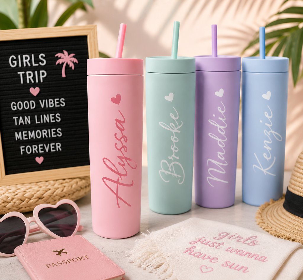Personalized Floral Skinny Tumbler – Custom Gift Cup