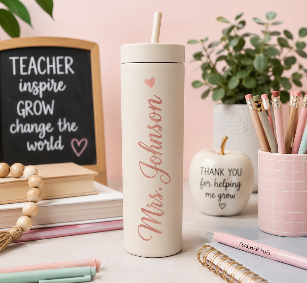 Personalized Floral Skinny Tumbler – Custom Gift Cup