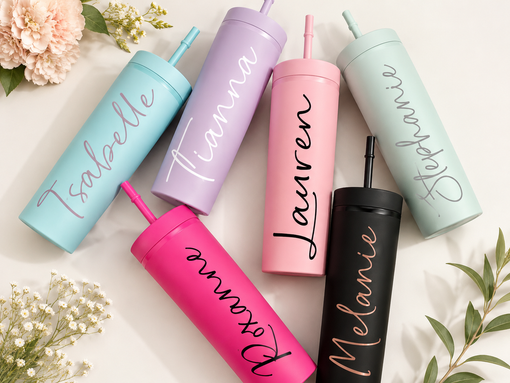 Personalized Floral Skinny Tumbler – Custom Gift Cup